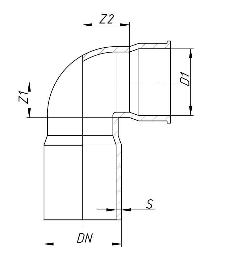 SKSW - отвод сифонный 90°